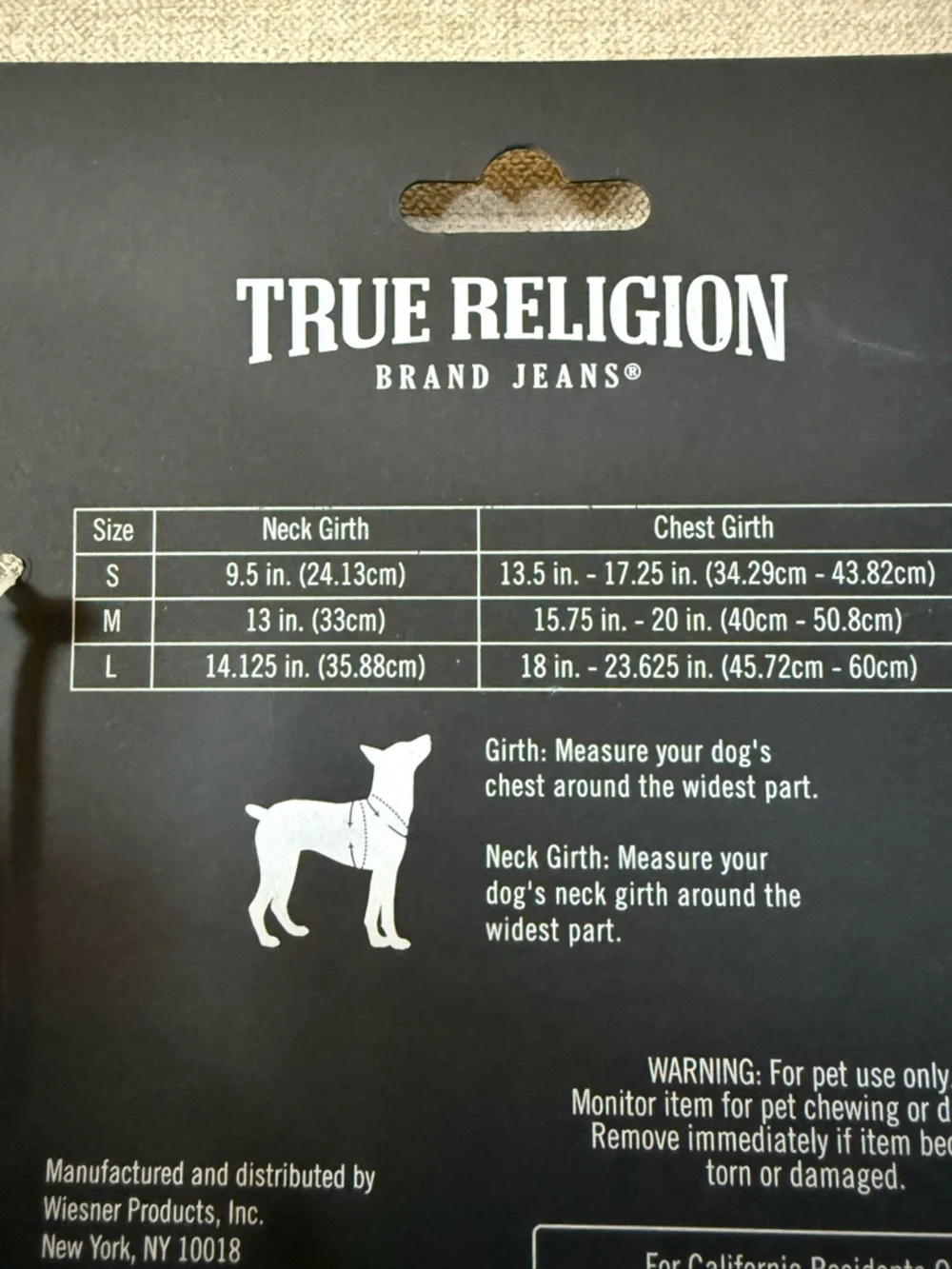 TRUE RELIGION black Pet Harness NWT S